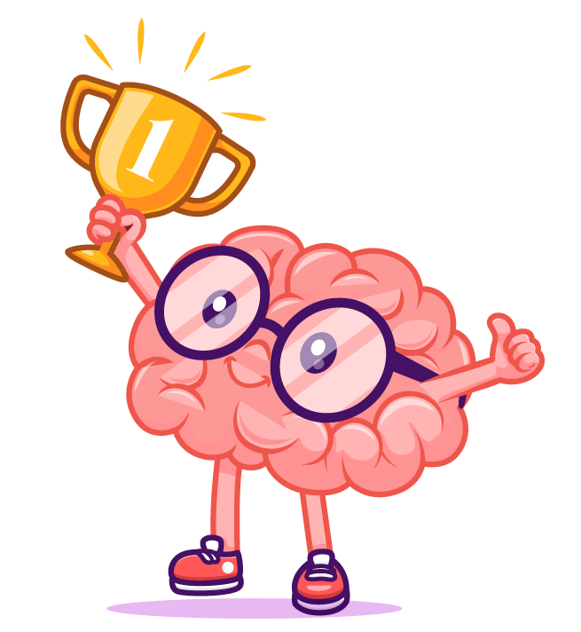 brain with trophy.