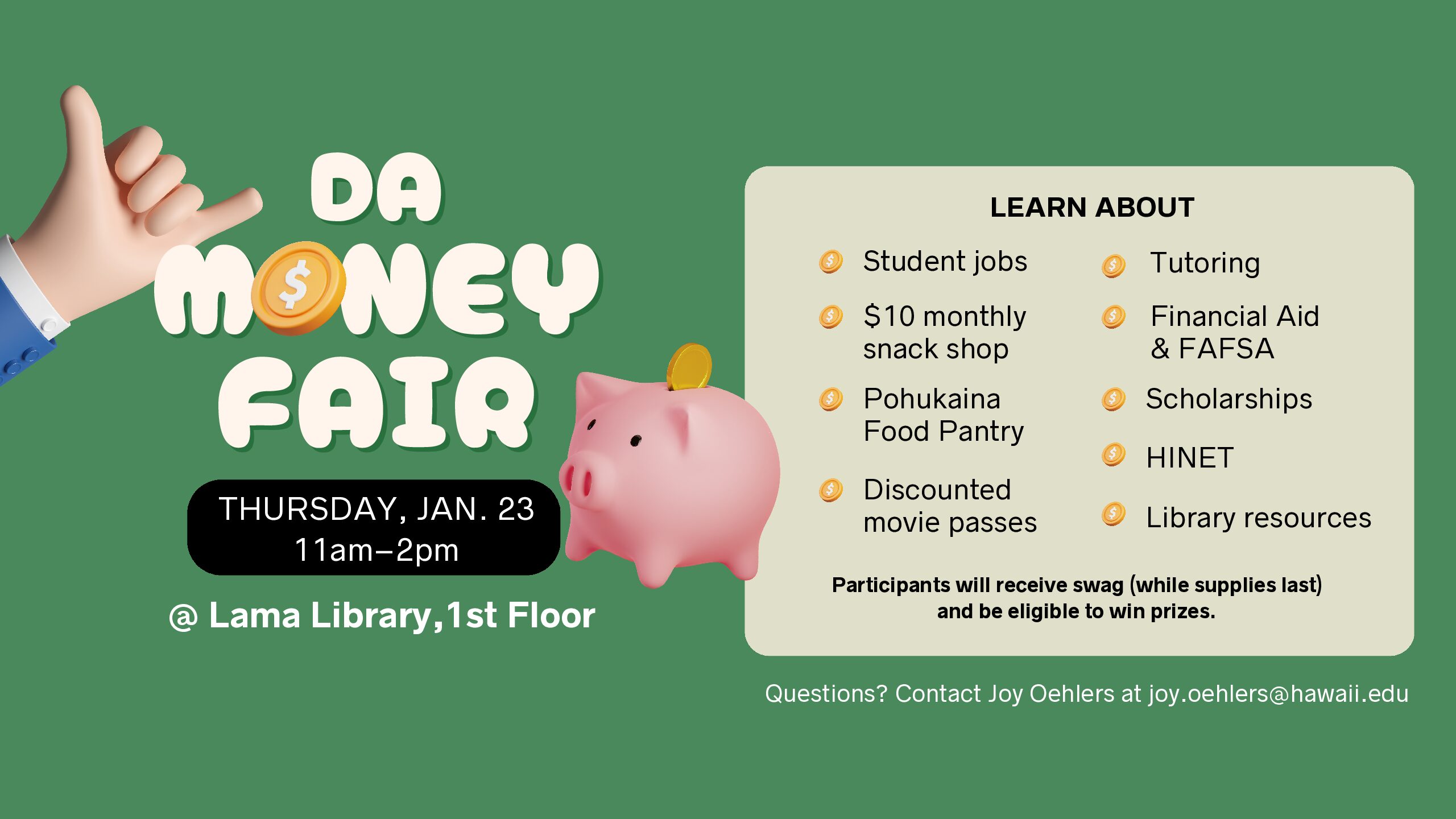 Da Money Fair @ Lama Library, 1st Flr, Thu 1/23, 11-2